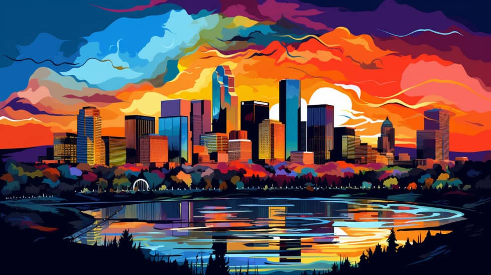 Illustration of Denver Colorado Skyline
